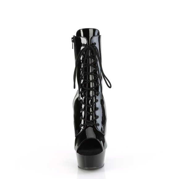 Pleaser Delight 1021 Black Patent Platform Ankle Boots High Heels - Picture 4 of 5